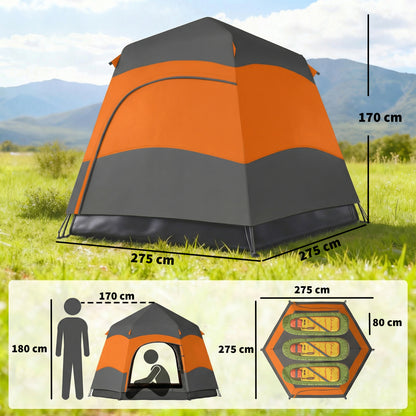 Outsunny Double Layer Instant Pop Up Tent with Rainfly, Portable Camping Shelter with Sewn-in Groundsheet and Carry Bag
