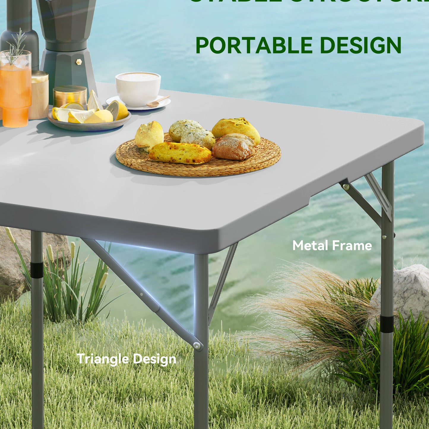 3ft Folding Camping Table, Heavy Duty Picnic Table with 2 Adjustable Height for Indoor Outdoor Garden, Party, BBQ, Dark Grey