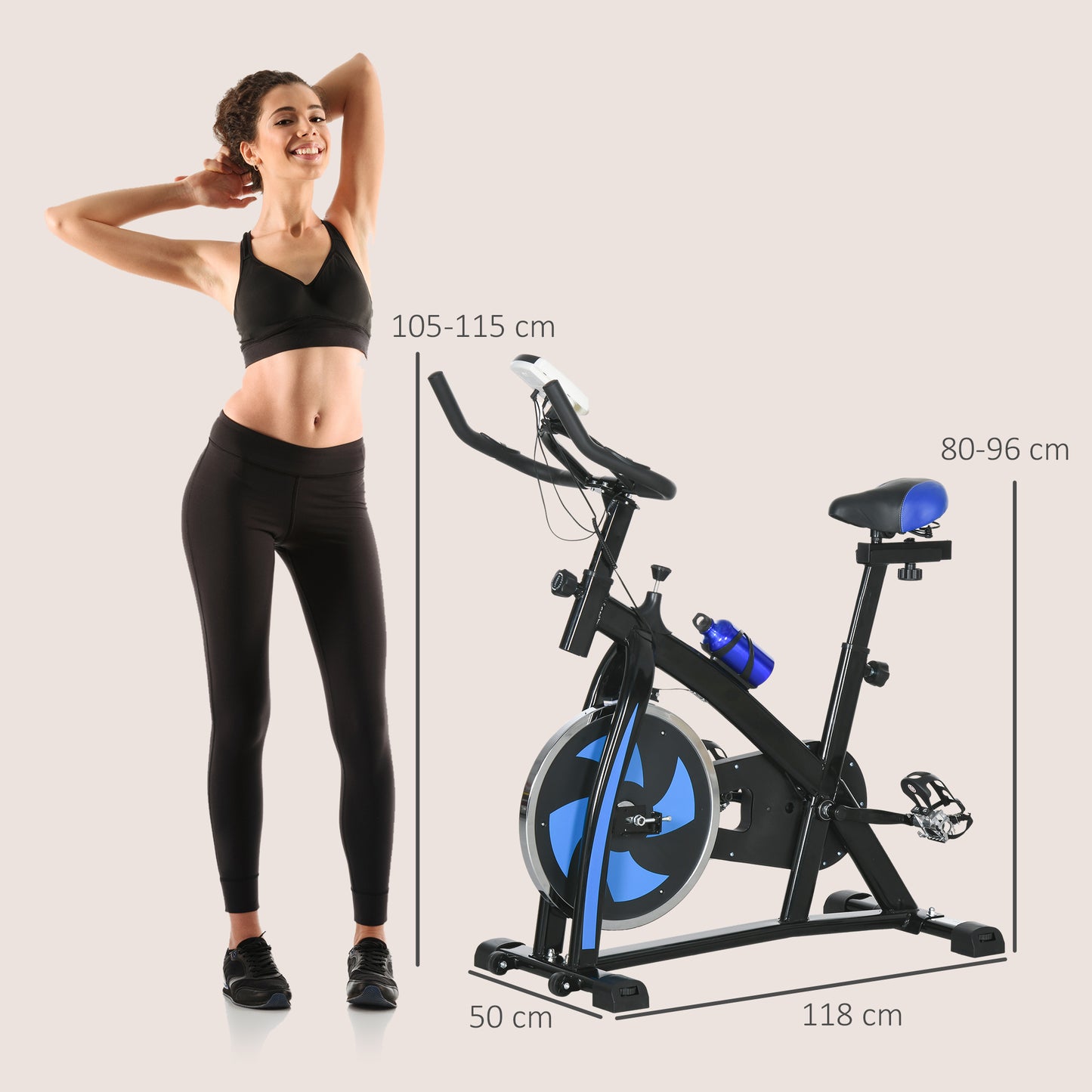 SPORTNOW Exercise Bike, Indoor Stationary Bike, Cycling Machine with Adjustable Seat and Resistance for Home Gym Workout