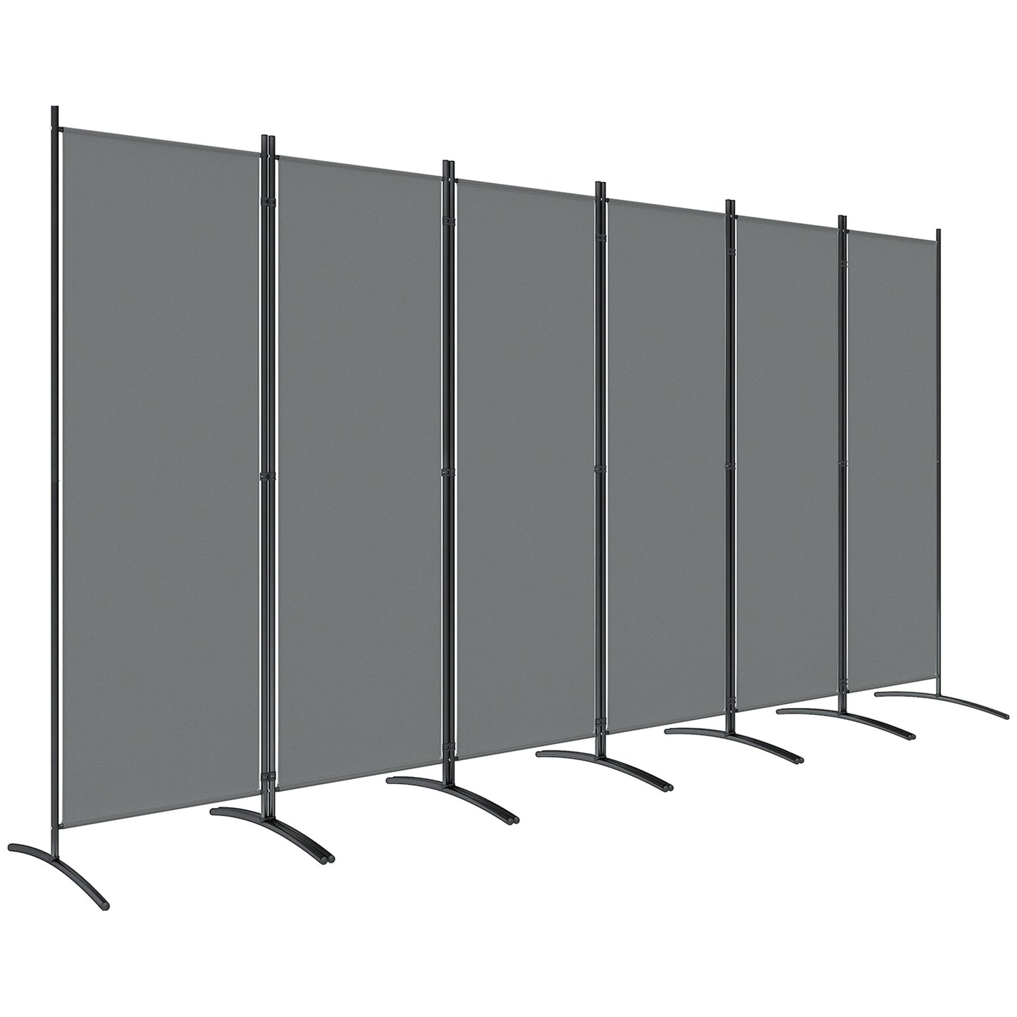 Outsunny 6 Panel Folding Room Divider Foldable Freestanding Garden Privacy Screen, 332 x 172 cm, Dark Grey