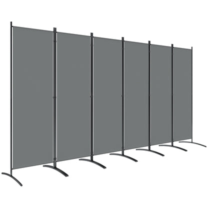Outsunny 6 Panel Folding Room Divider Foldable Freestanding Garden Privacy Screen, 332 x 172 cm, Dark Grey