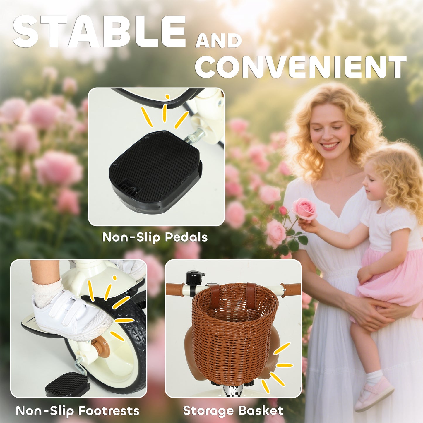 AIYAPLAY 2-In-1 Toddler Trike for 2-5 Years Old, 3 Wheel Bike with Adjustable Parent Handle, Basket for Boys and Girls