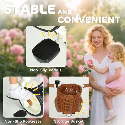 AIYAPLAY 2-In-1 Toddler Trike for 2-5 Years Old, 3 Wheel Bike with Adjustable Parent Handle, Basket for Boys and Girls