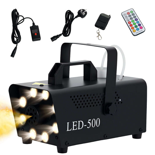 Smoke Machine with 3 RGB LED Lights with 13 Colours and 4 Effects, 450W 2000CFM Fog Machine with Wired and Wireless Remote Controls