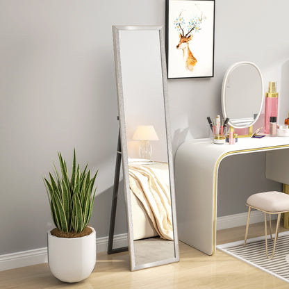 Full Length Mirror, 37 x 157cm Wall Mounted, Leaning, Free Standing Mirror, Framed Full Body Mirror for Living Room, Bedroom, Silver