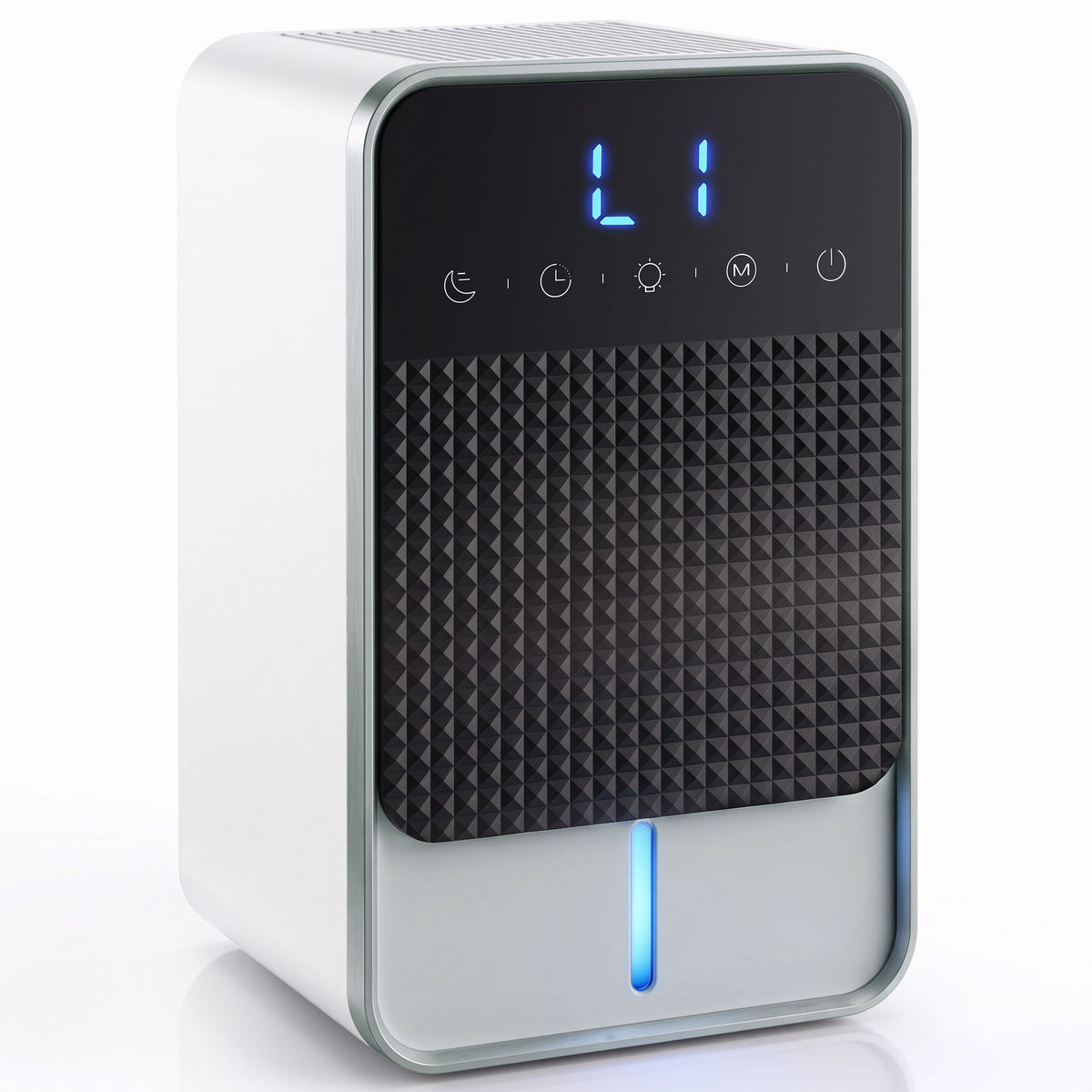 400ml/Day Small Dehumidifier | 7-Colour RGB Mood Light | 43dB Sleep Mode | 1.2L Tank | 2–12H Timer | LED Touch Panel | Auto Shut-Off & Defrost | 15m² | ABS | 15x13.4x24.2cm | White