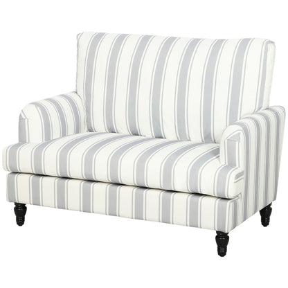 Velvet Accent Armchair | Stripe Design | Turned Rubberwood Legs | 12cm Seat Cushion | 24cm Back Cushion | Wide 90cm Seat | 120kg | 115x82x82cm | Grey & Black