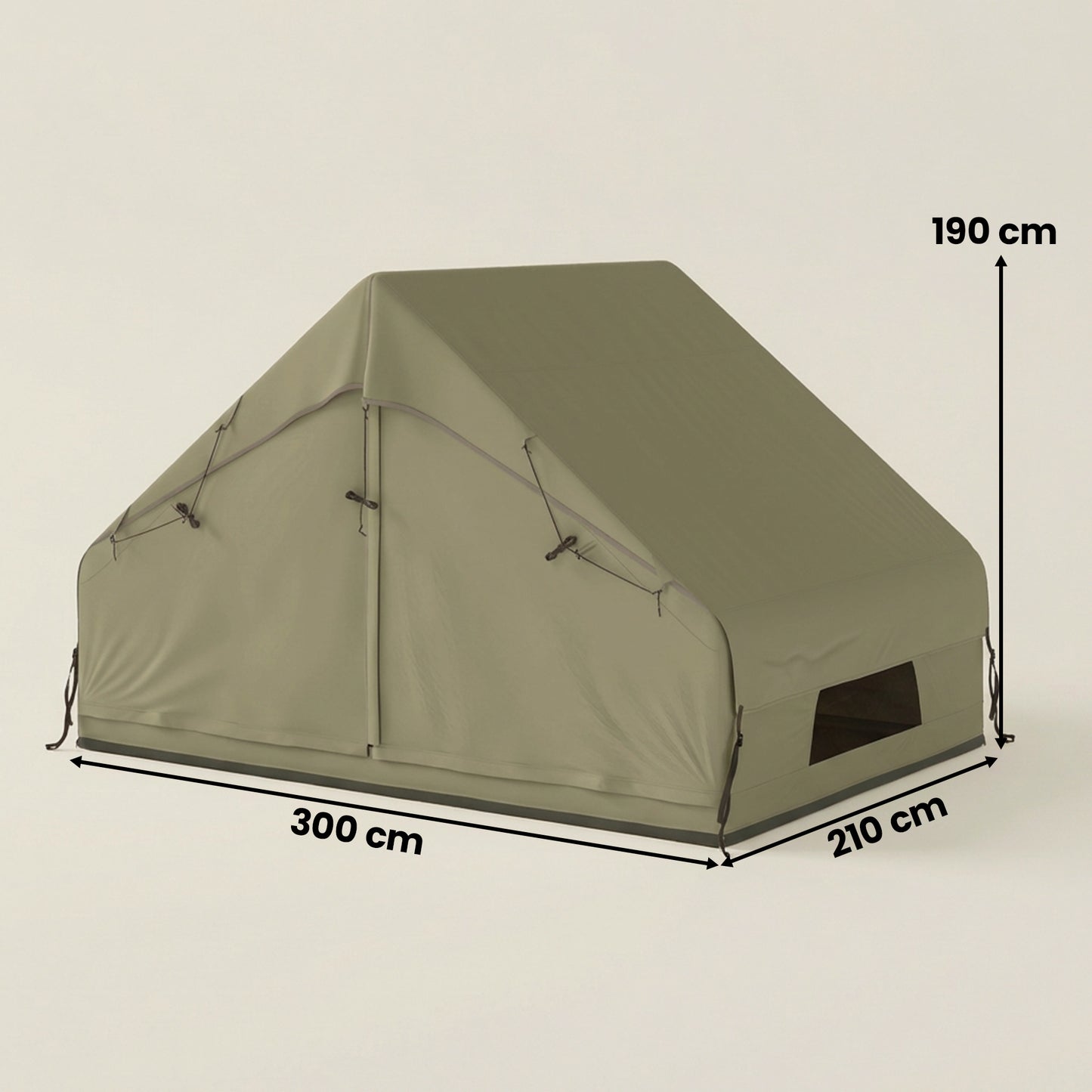 Inflatable Camping Tent | 2-4 Person | 5-Min Setup | Waterproof Oxford | Level 4 Wind | 300x210x190cm | Army Green