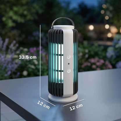 Electric Fly Zapper Indoor | 365nm UVA LED | Fan & Electric Grid Triple-Control | Auto Light Sensor | 8W | 90m² Coverage | Removable Tray | CE Certified | 12x12x33.5cm | Black