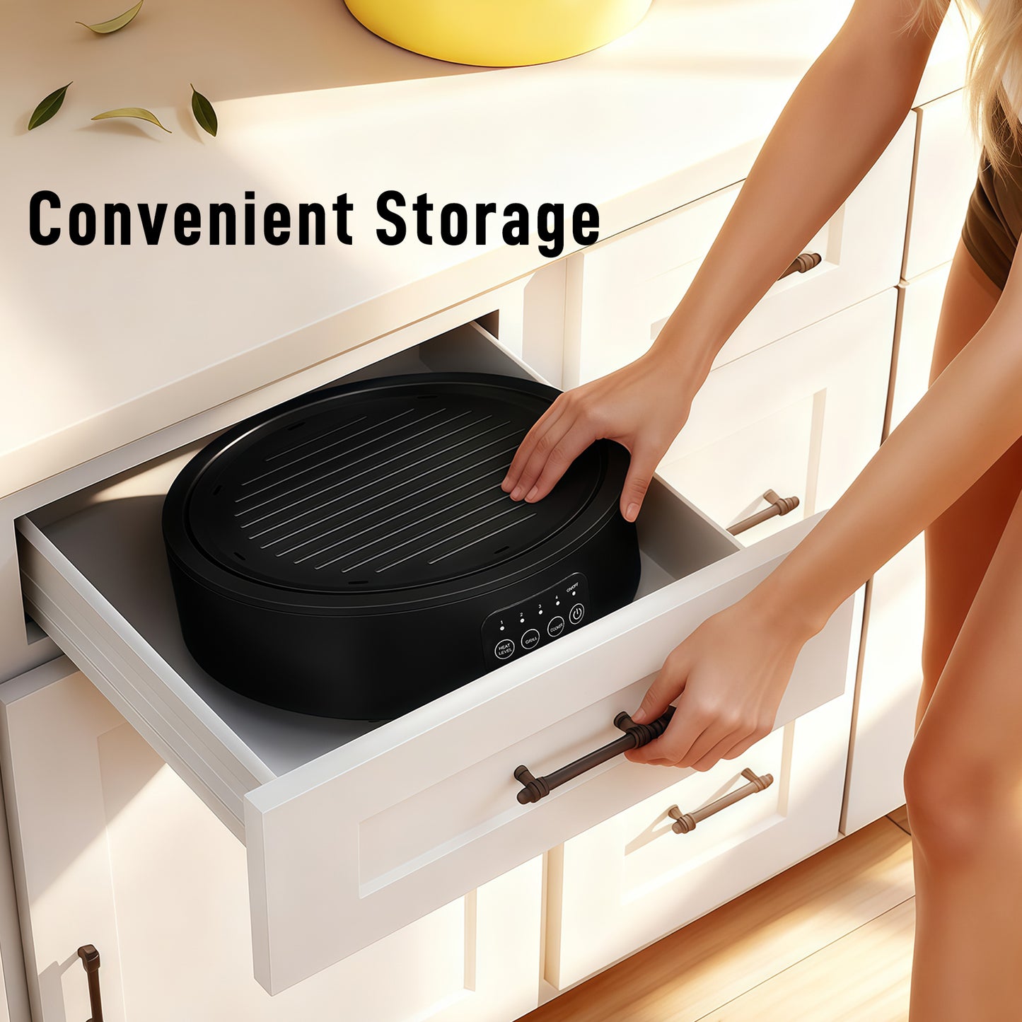 Electric Ceramic Hob with Grill Plate, Multifunctional 36cm Plug in Electric Hob with 4 Heat Levels for All Type Pot