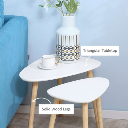 Wingback Rocking Chair & 2 Nesting Coffee Tables Set | Soft Fleecy Upholstery | High Back | Wooden Rocking Base | Scandi-Style Legs | MDF Tabletops | 120kg Capacity | White & Dark Grey
