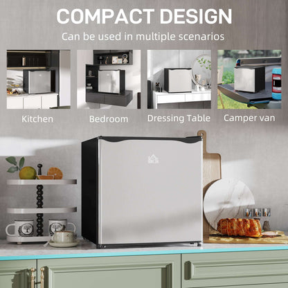 46 Litre Table Top Mini Fridge, Small Fridge with Ice Box, Reversible Door, Adjustable Temperature and Legs for Bedrooms, Home Office