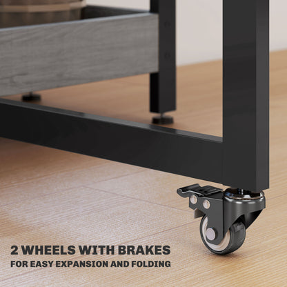 Retro Vintage Style Industrial Folding Dining Table, Drop Leaf Table for Small Spaces, Kitchen, Dining Room, Grey