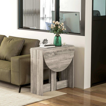 Retro Style Space-saving Drop Leaf Table, Folding Dining Table for Small Space, Kitchen, Dining Room, Grey