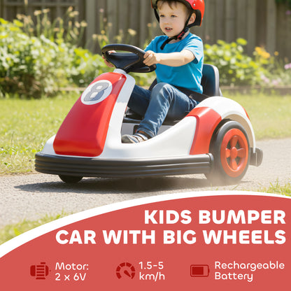 AIYAPLAY Kids Bumper Car with 360-Degree Rotation, 6V Electric Ride On Car With Music and Horn for 3-8 Years Old, Red