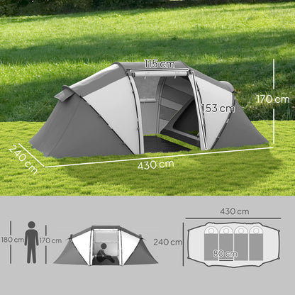 Outsunny 4-6 Man UV Protection Camping Tent - Charcoal Grey and White / Green and White
