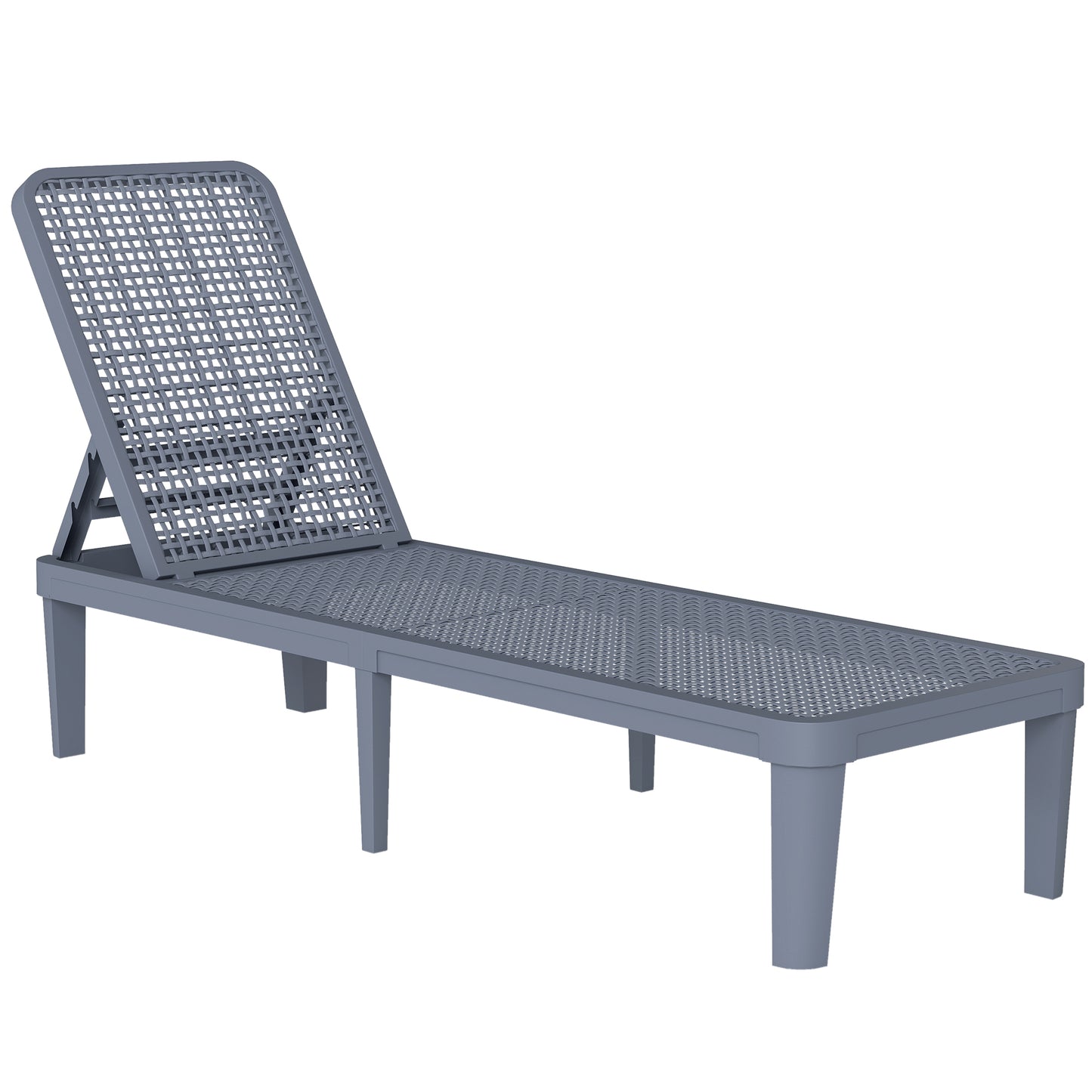 PP Plastic Sun Lounger | 4-Position Reclining | Anti-UV | Breathable Surface | 120kg | Dark Grey
