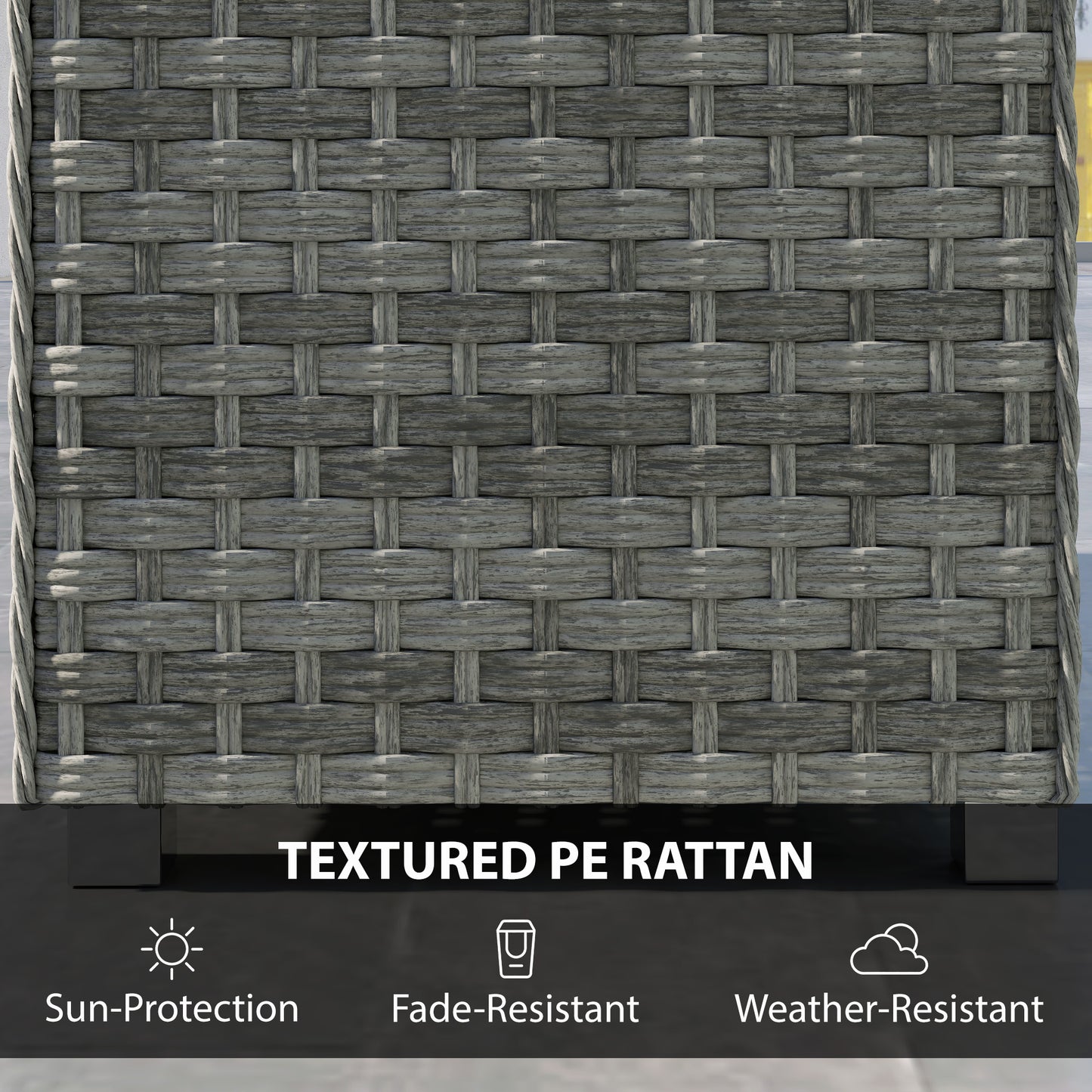 2-Tier Rattan Garden Coffee Table | PS Waterproof Top | Storage Shelf | 50kg | Foot Pads | Grey