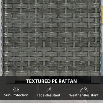 2-Tier Rattan Garden Coffee Table | PS Waterproof Top | Storage Shelf | 50kg | Foot Pads | Grey