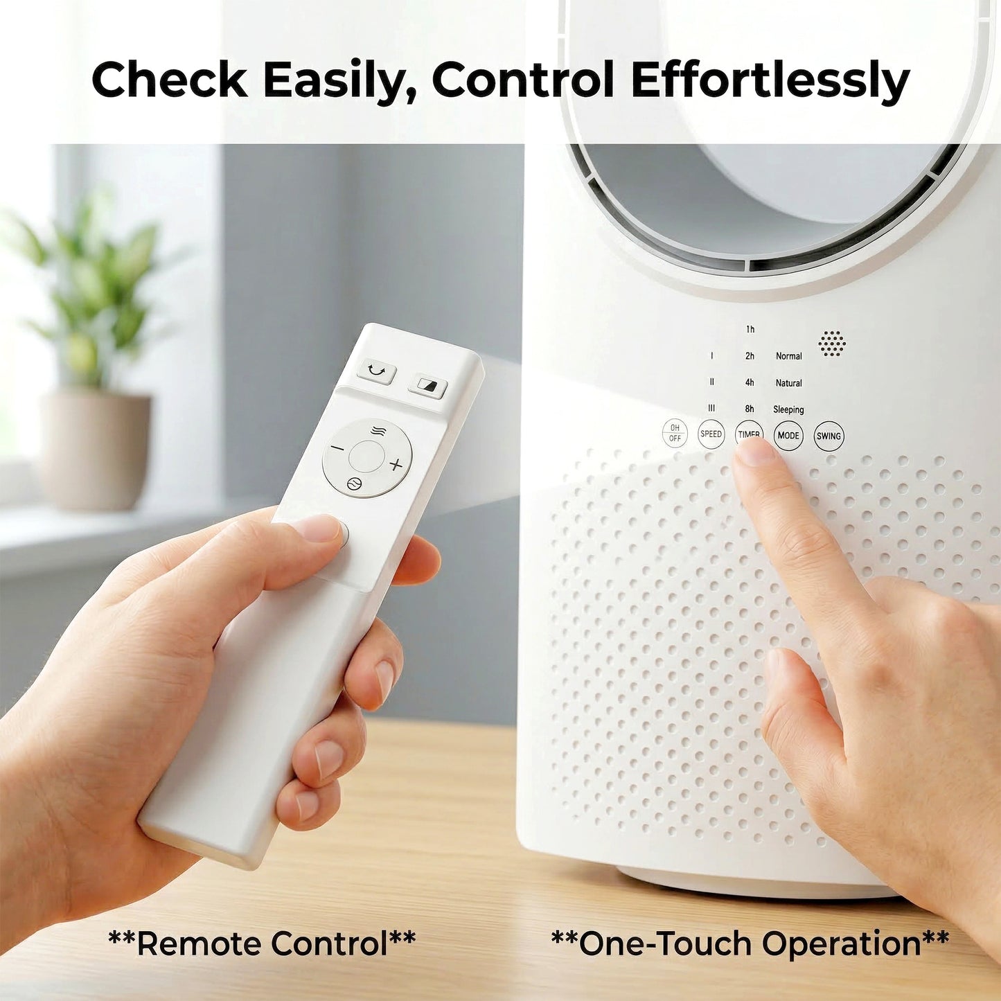 Tower Fan | 36dB Sleep Mode | 45° Oscillation | 3 Speeds & Modes | 15hr Timer | Remote | White
