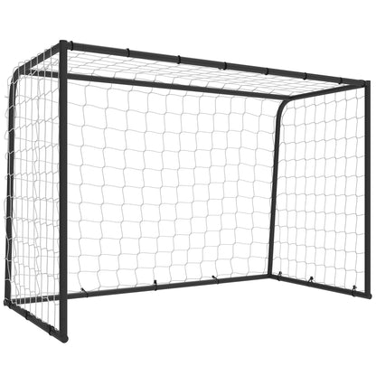 SPORTNOW Football Goal | Black & White | 6x4ft 180x90x122cm | 32mm Metal Frame | Polyester Net 10x10cm Mesh | 22 Bungee Cords | 4 Ground Stakes | Indoor Outdoor | Age 5+