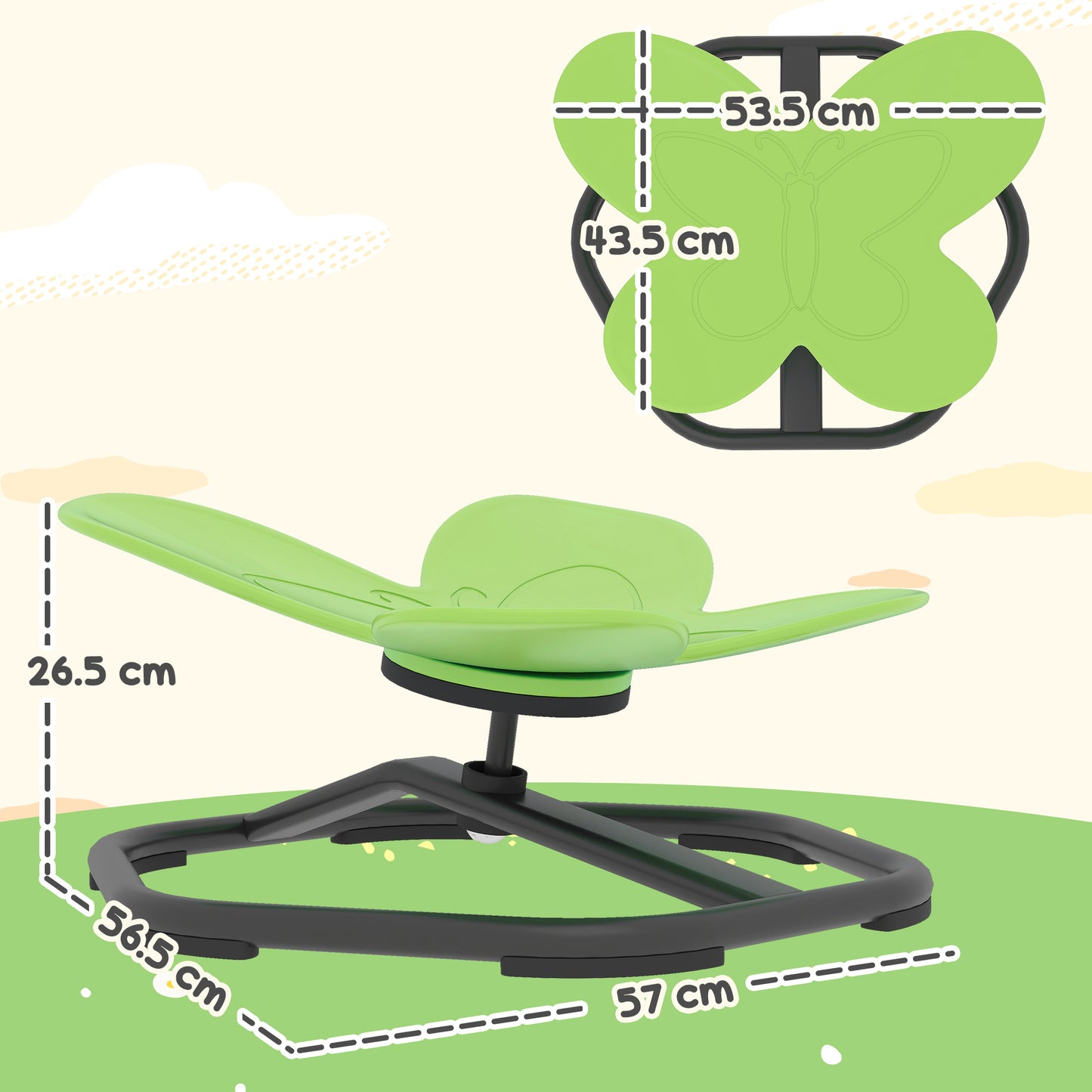 AIYAPLAY Butterfly-Shaped Kids Swivel Chair, Sensory Spinning Chair for Balance and Coordination Training, Green / Blue