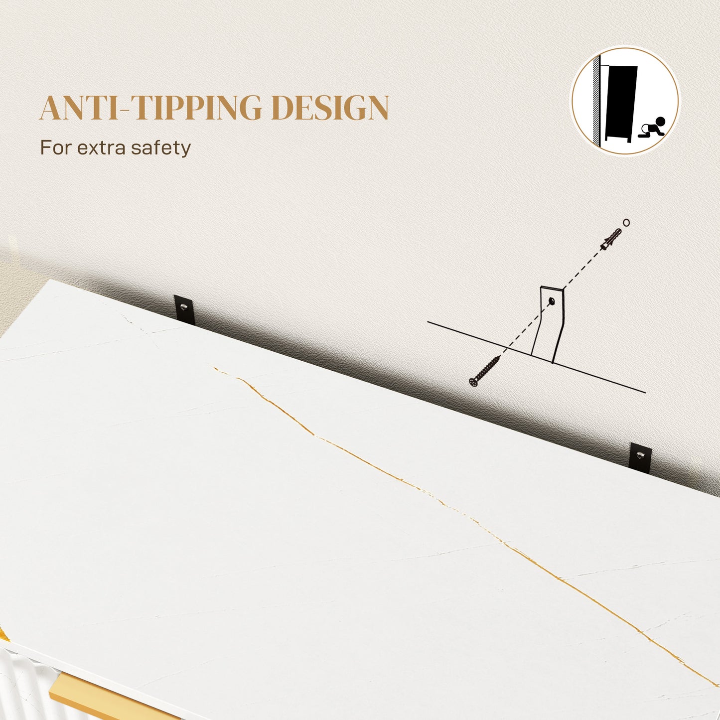 Elegant Storage Sideboard - White/Gold-Tone