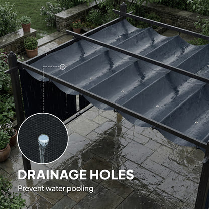 4x3m Garden Pergola | Retractable Roof Canopy | Roll-Up Sides | UV50+ | Rust-Resistant Aluminium | Smooth Sliding Rails | Windproof Level 6 | Snow Rated | Ground Stakes | Dark Grey