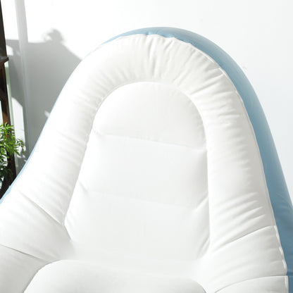Outsunny Inflatable Tub Chair and Footstool Perfect for Camping - Blue/White