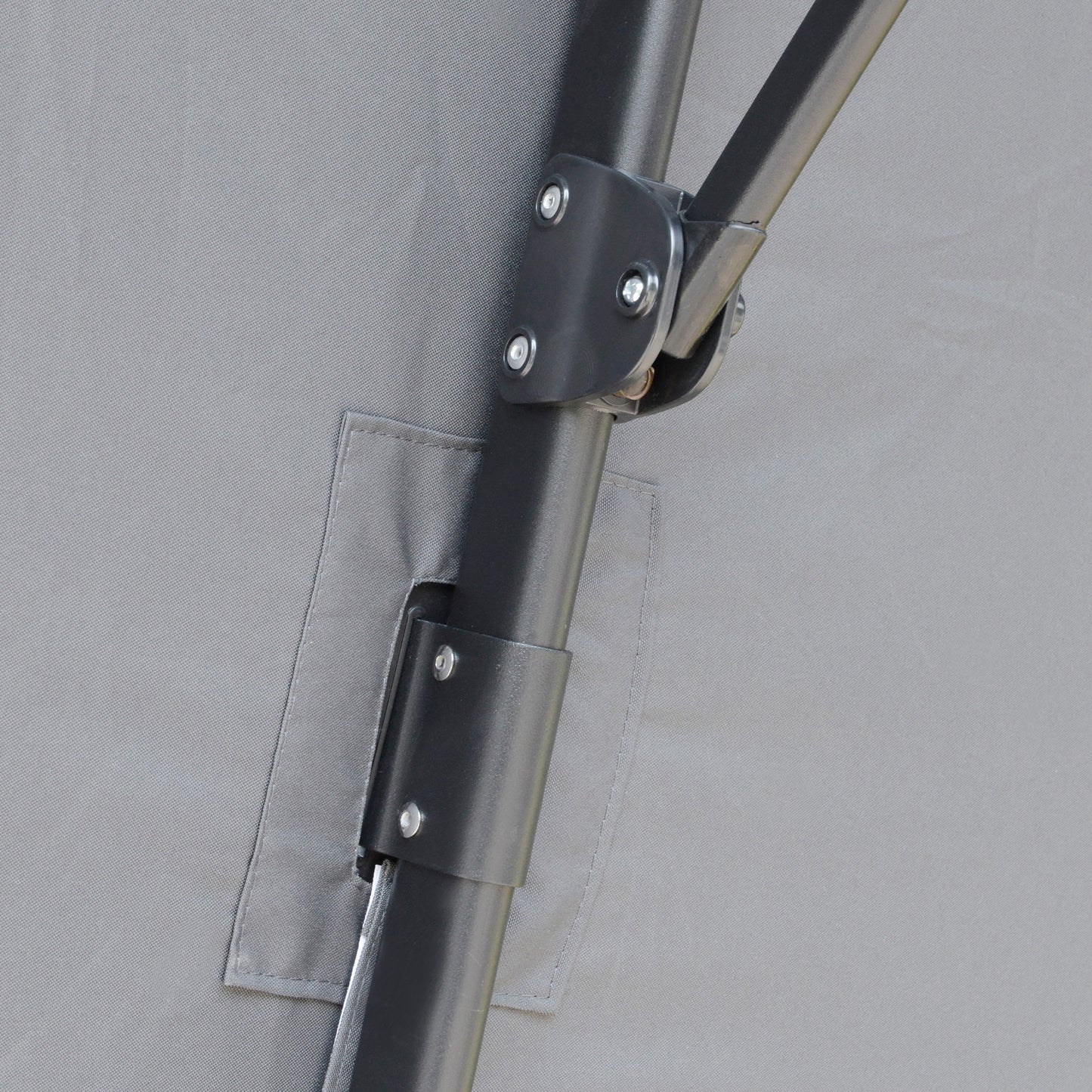 Outsunny 3 x 3(m) Cantilever Parasol with Aluminium Frame, Crank and Tilt, 360° Rotation, Double Top Garden Umbrella with Base and Cover, Light Grey