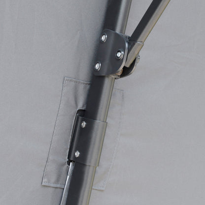 Outsunny 3 x 3(m) Cantilever Parasol with Aluminium Frame, Crank and Tilt, 360° Rotation, Double Top Garden Umbrella with Base and Cover, Light Grey