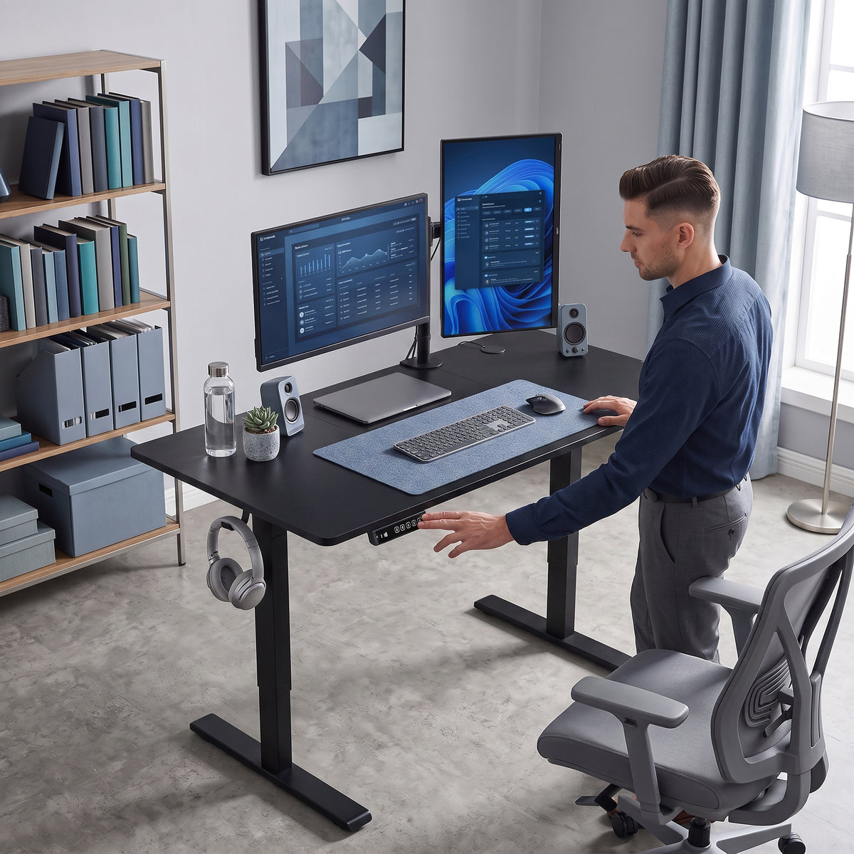 Electric Sit-Stand Desk | Black or White | 120x60cm | Height 72–118cm | LED Panel | 3 Memory Presets | Anti-Collision | Child Lock | 2 Cable Holes | 70kg | 20,000-Cycle Motor