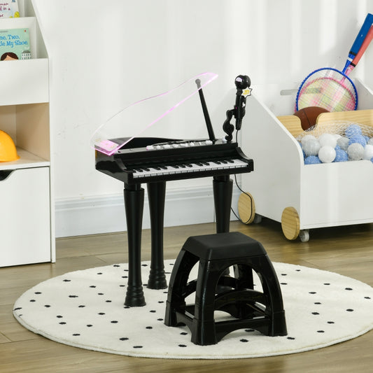 AIYAPLAY 32-Key Kids Piano Keyboard, with Stool, Lights, Microphone, Sounds, Removable Legs