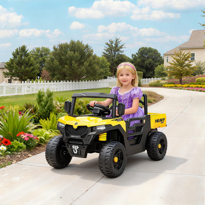 AIYAPLAY Kids Ride on Car, 12V Electric Kids UTV with Electric Dump Bed, 4-Wheel Suspension for 3-8 Years