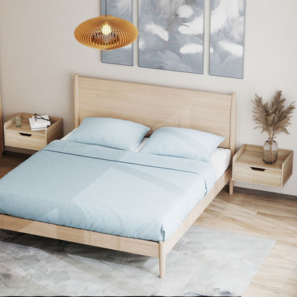 Set of 2 Floating Wall-Mounted Bedside Tables | Drawer | Flat Top | 10kg | 40x30x19.5cm | Natural Wood Finish