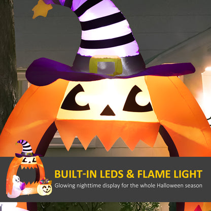 4.9FT Tall Halloween Inflatable Pumpkin Archway with Cute Ghost, Blow-Up Outdoor Halloween Decoration with LED Lights for Lawn, Garden, Party