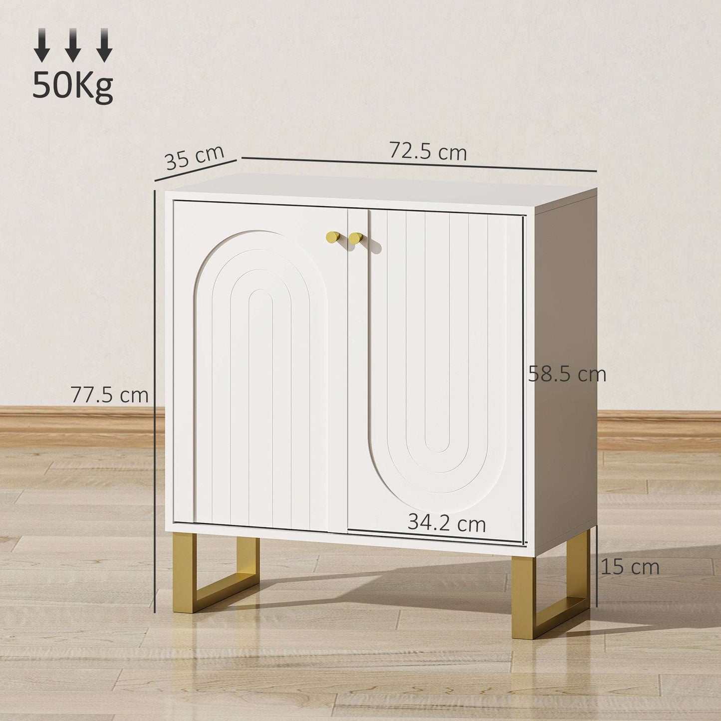 2-Door Sideboard Storage Cabinet Unit - White