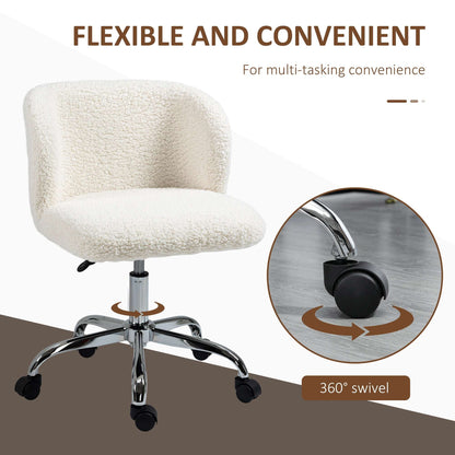 Office Chair with Adjustable Height and Wheels - White