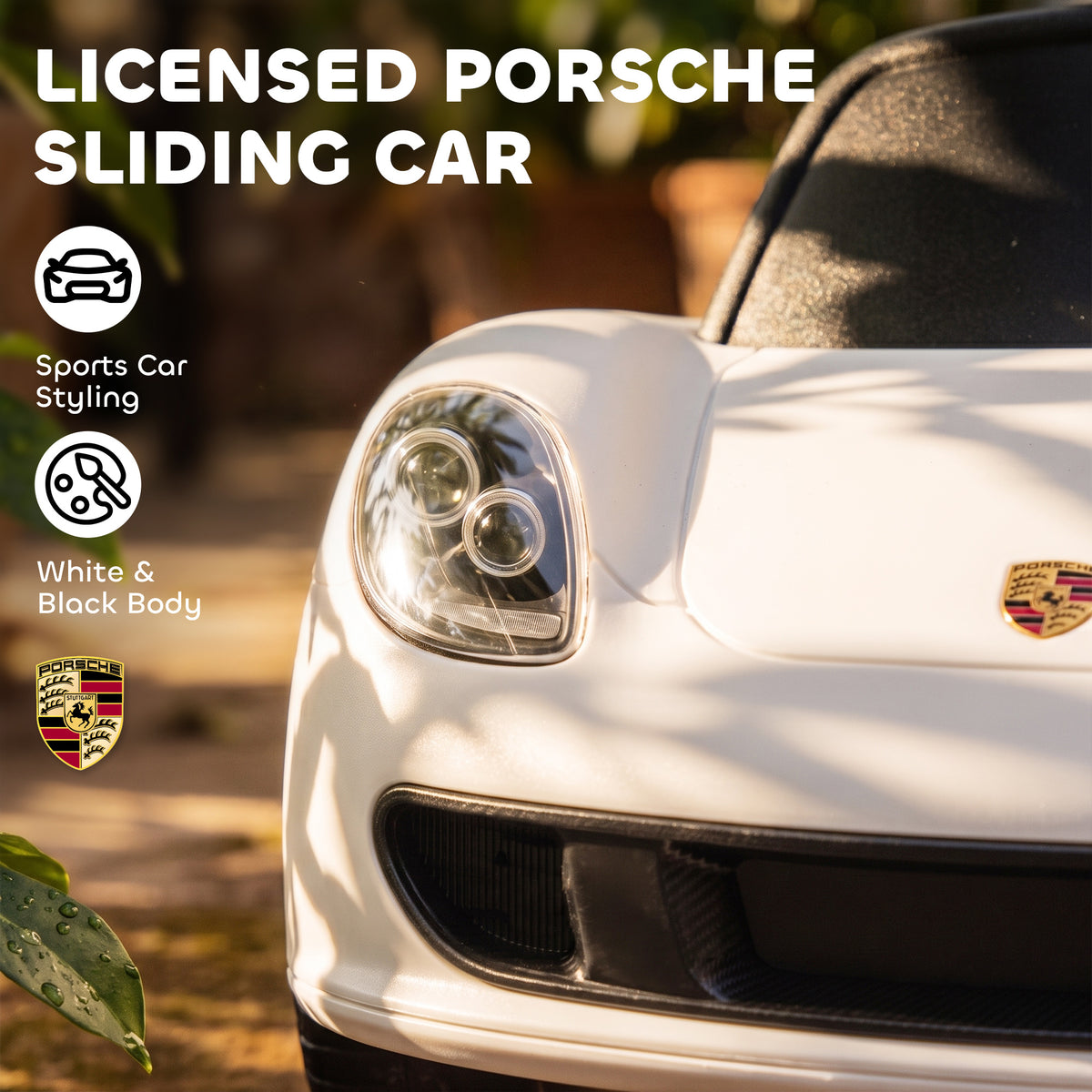 Porsche Licensed Kids Ride-On Push Car | Headlights | Horn & Start-Up Sound | Steering Wheel | PP Body | 30kg | Ages 18-36 Months | 75cm+ | 63x28.5x38cm | White / Pink / Black