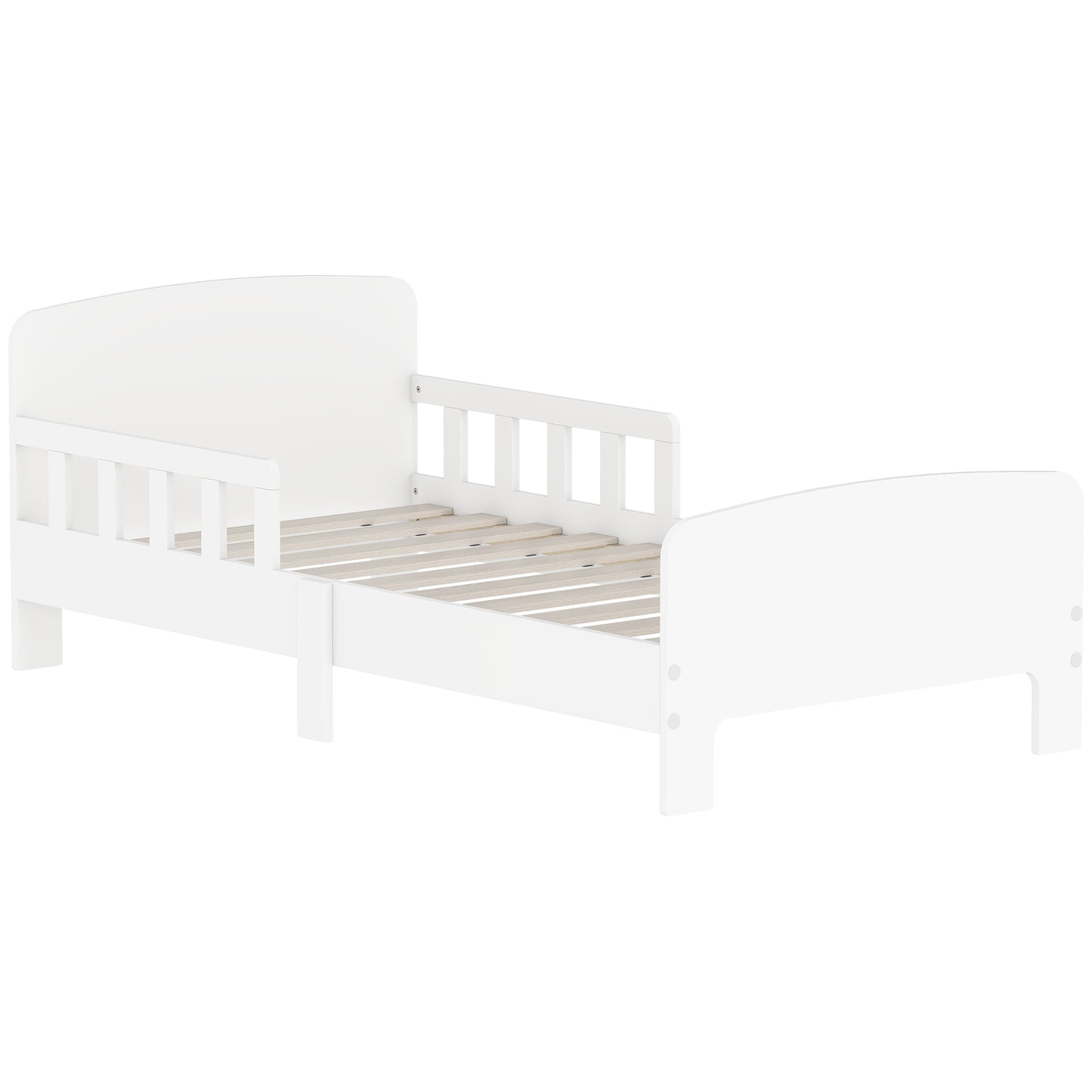 AIYAPLAY Toddler Bed, Kids Bed Frame with Safety Side Rails, Kids Bedroom Furniture for Ages 3-8 Years, White