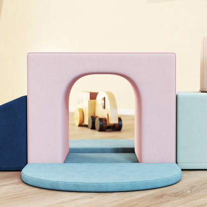 Kids 8-Piece Soft Play Foam Block Set | Climb Crawl & Build | Washable Velvet Covers | Hidden Zippers | Indoor Toddler Gym | Ages 6-36 Months | Multicolour