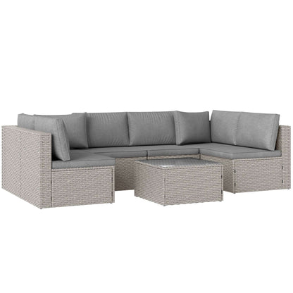Outsunny Seven-Piece Modular Rattan Outdoor Garden Corner Furniture Set - Grey
