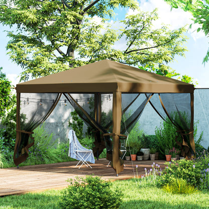 3 x 3 m Pop Up Gazebo, 420D Garden Tent Canopy with Removable Mesh Sidewall Netting, Carry Bag for Garden Patio Outdoor