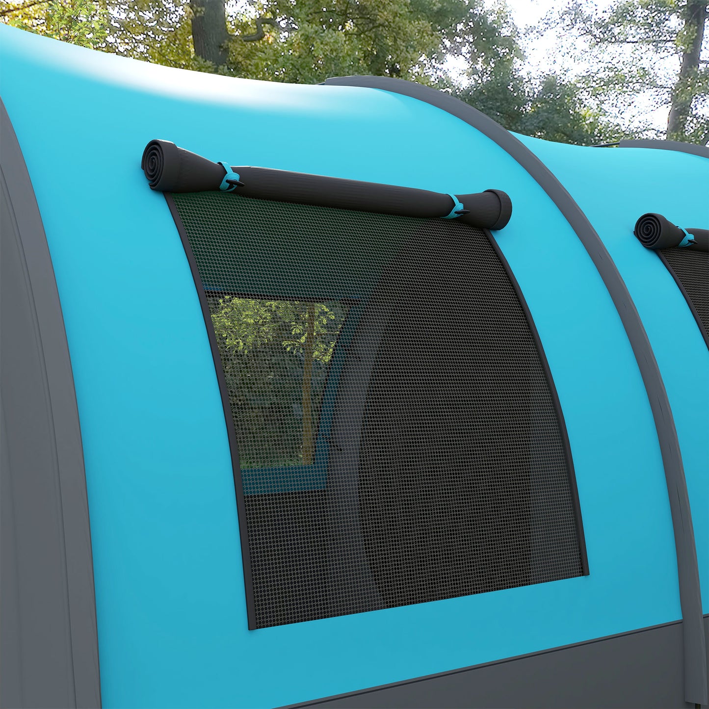Outsunny 3000mm Waterproof Camping Tent, 5-6 Man Family Tent with Living and Bedroom, Carry Bag Included, Grey and Blue