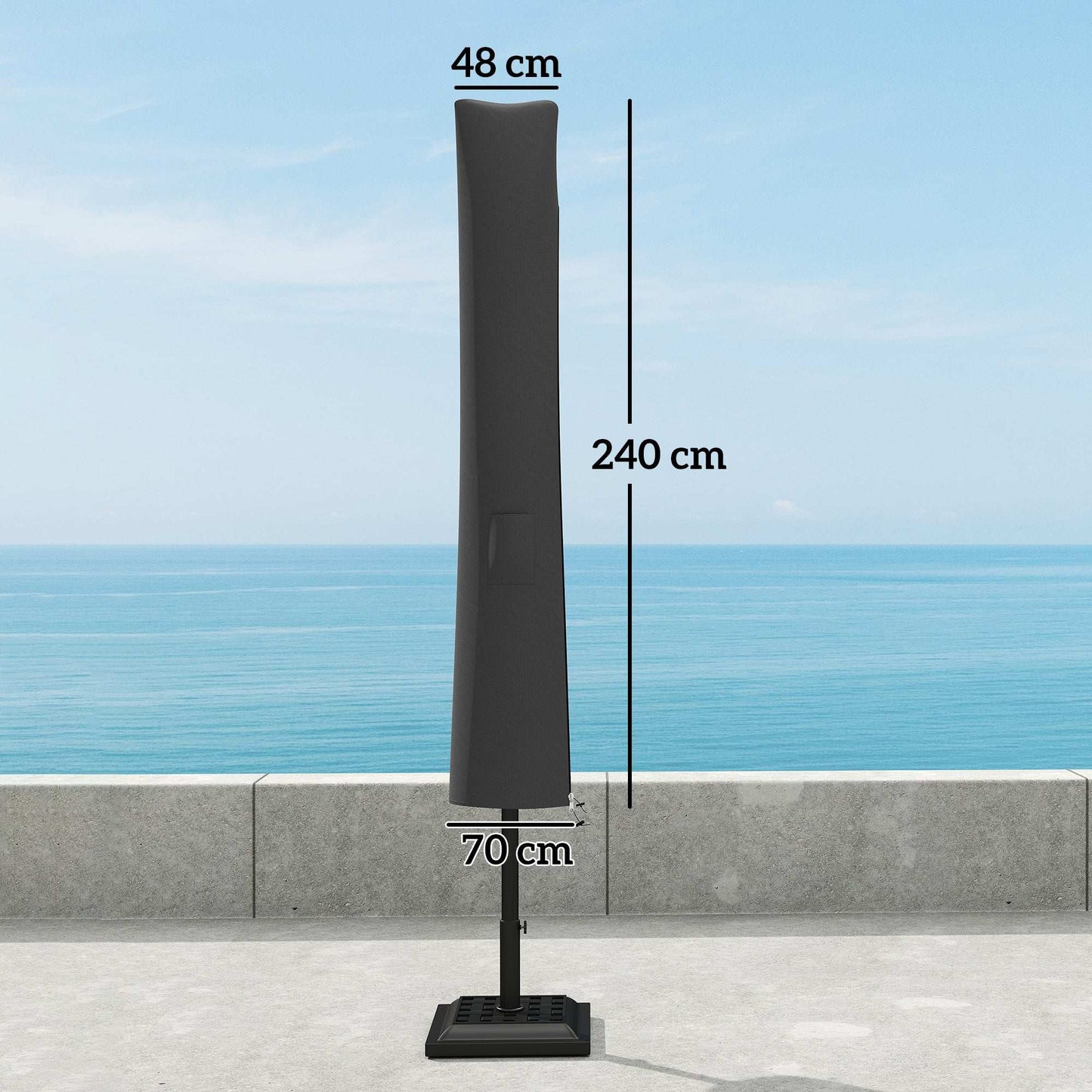 Outsunny Parasol Umbrella Cover - Grey