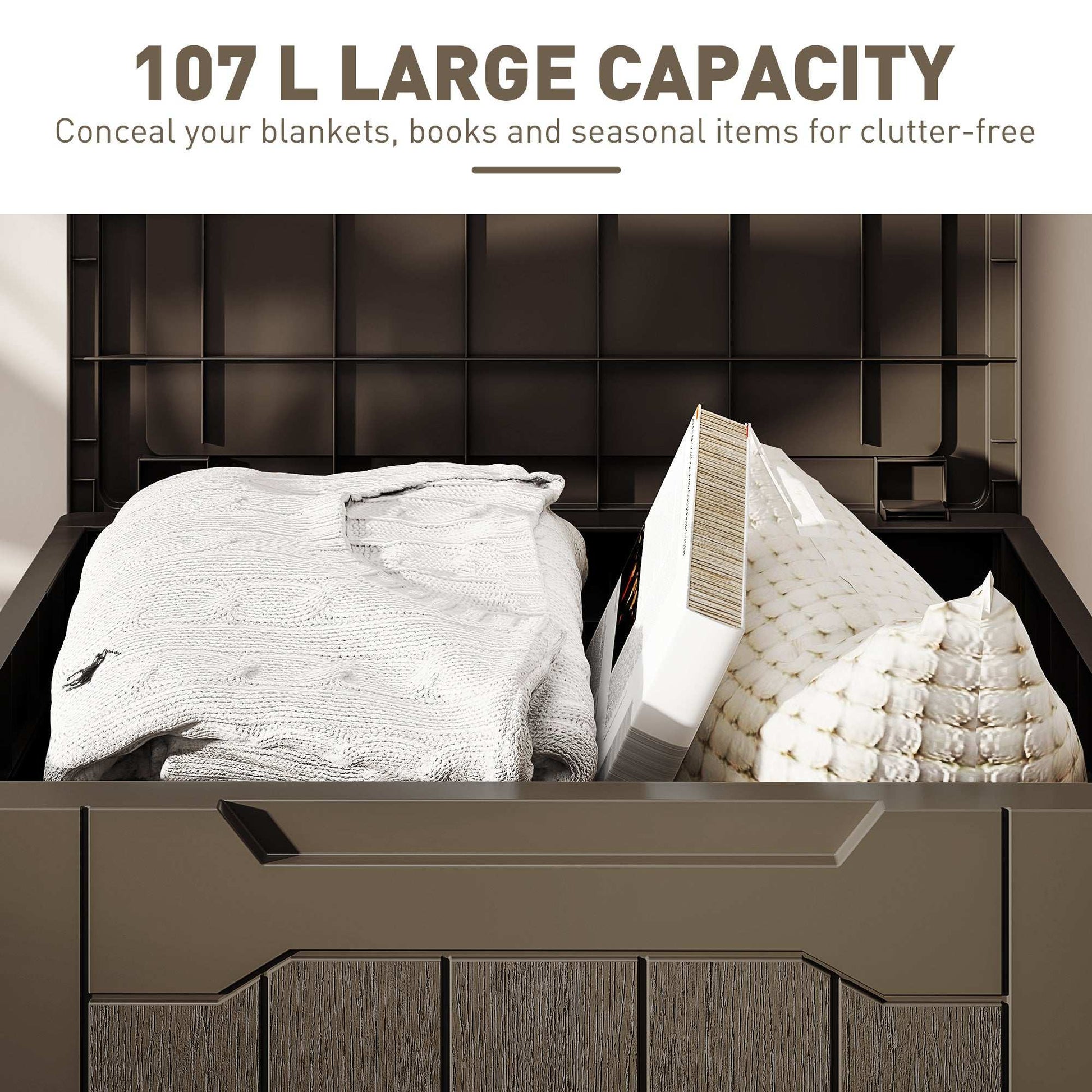 107 Litre Plastic Storage Chest with Lid - Dark Brown