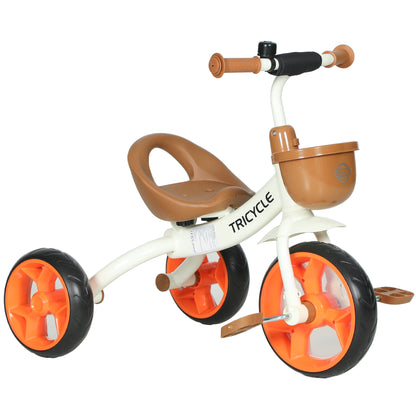 Kids Trike, Toddler Tricycle with Front Basket and EVA Wheels for Ages 2-5 Years, Indoor Outdoor for Boys Girls, Orange / Green
