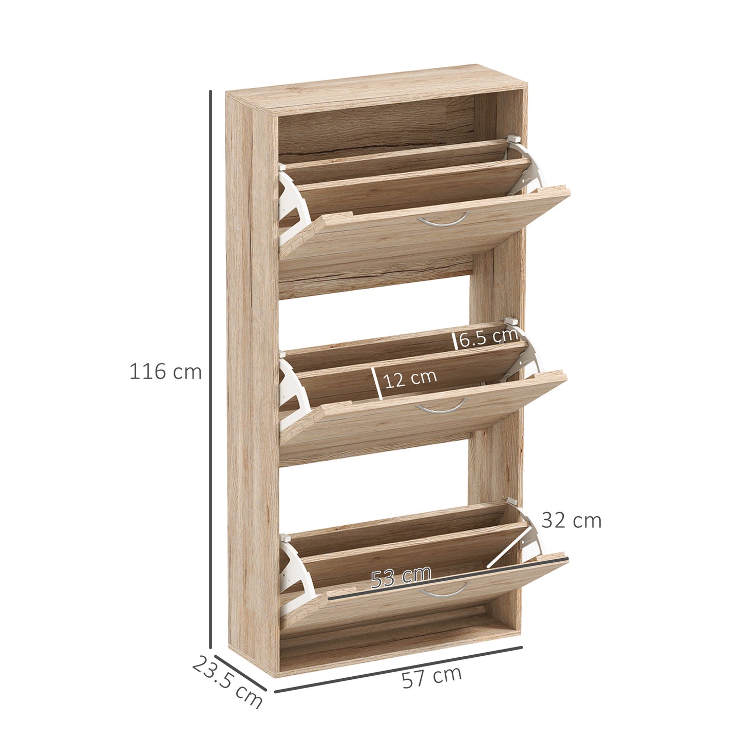 12-Shoe Flip Drawer Storage Cabinet - Brown Wood-Effect