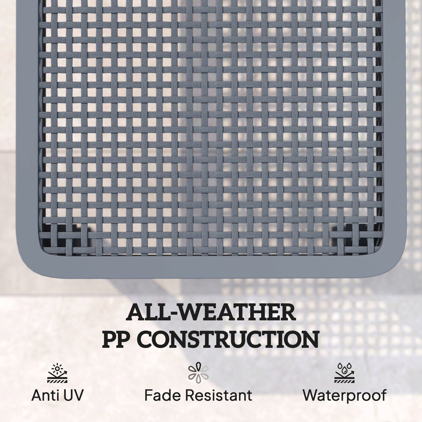 PP Plastic Sun Lounger | 4-Position Reclining | Anti-UV | Breathable Surface | 120kg | Dark Grey
