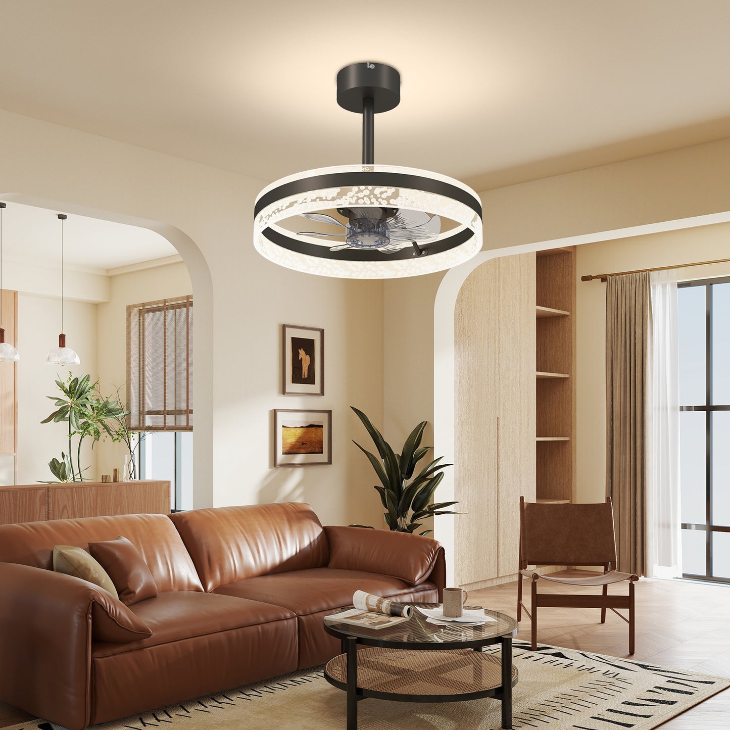 Ceiling Fan with LED Light and Remote - Black